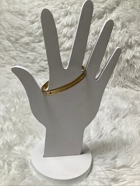 Madewell Gold Tone Brass Red White Enamel Geometric Inlay Cuff Bracelet F16-9